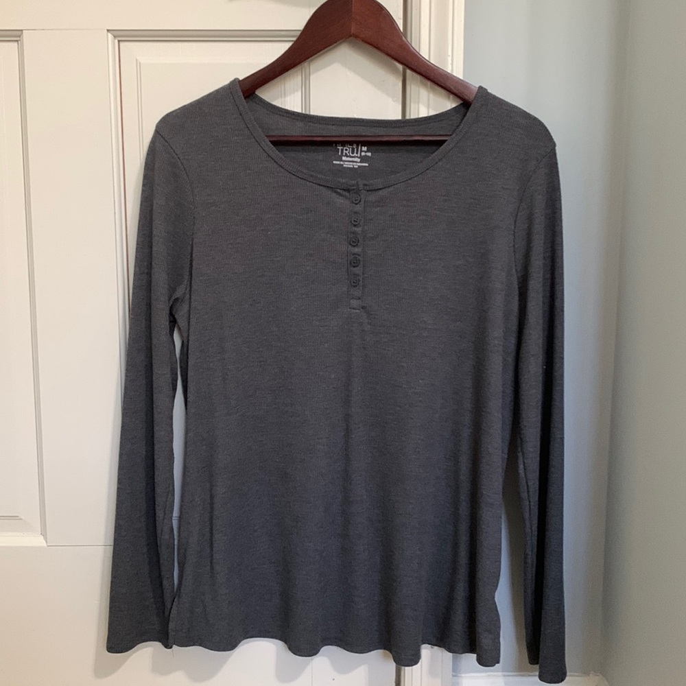 Gray Maternity Long Sleeve Shirt